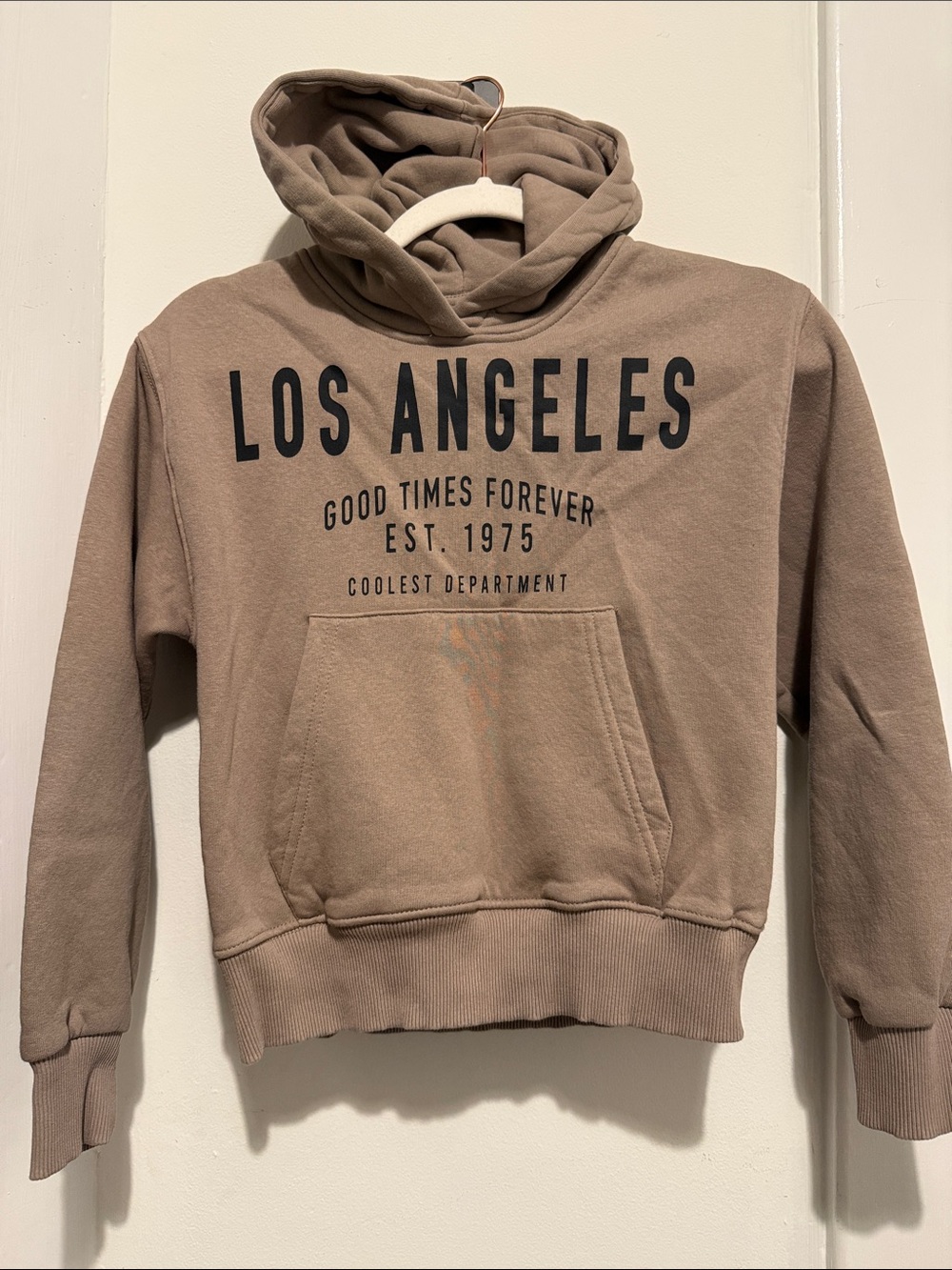 Zara Los Angeles Graphic Hoodie in Taupe Brown